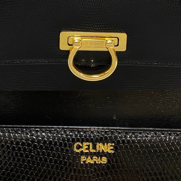 CELINE Black Leather Genuine Mini Tote Bag with Red Lining - Picture 3 of 10